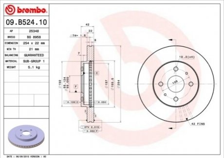 Гальмівний диск BREMBO 09B52410 (фото 1)