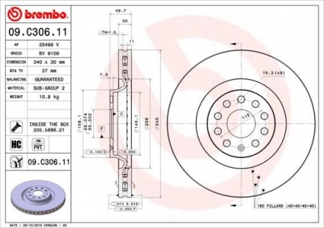Гальмівний диск BREMBO 09C30611 (фото 1)