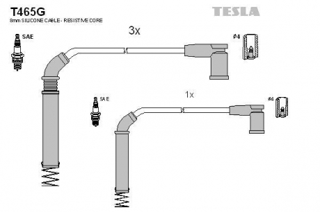 Комплект проводов зажигания TESLA T465G (фото 1)