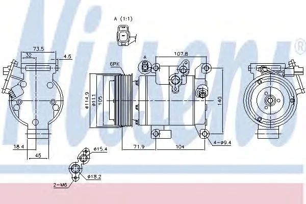 Компресор кондиціонера MAZDA 3/6 2.0-2.5 08- NISSENS 890045 (фото 1)