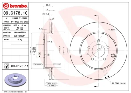 Тормозной диск BREMBO 09C17811