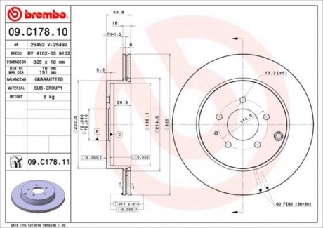 Гальмівний диск BREMBO 09C17811 (фото 1)