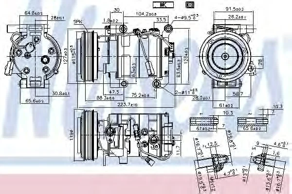 Компрессор MAZDA 3 (2004) 2.0 -/MZR NISSENS 89351 (фото 1)
