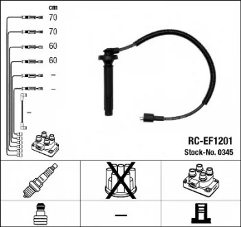 Комплект проводів запалення SUBARU FORESTER 2.0 08.97-05.05 NGK 0345