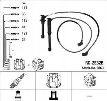 Комплект проводов зажигания FORD USA PROBE II MAZDA 626 IV, MX-6, XEDOS 9 2.5 01.92-09.02 NGK 8863