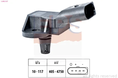 Датчик тиску повітря в впускному коллекторі Audi A4/A6/Q5/Q7 Skoda Fabia/Octavia VW Golf/Passat 07- EPS 1993157