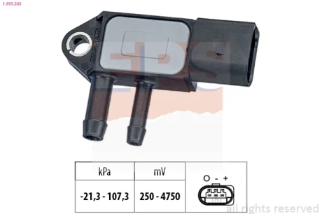 Датчик тиску каталізатора VAG Caddy/T5 10- (сажового фільтру) EPS 1993265