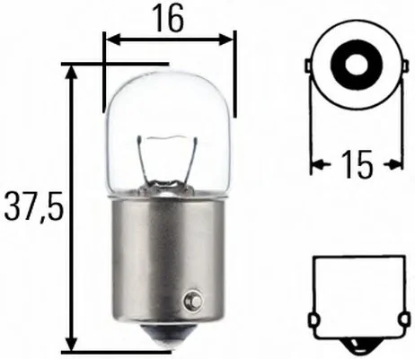 Автолампа Behr Hella Heavy Duty R5W BA15d 5 W прозрачная HELLA 8GA002071361 (фото 1)