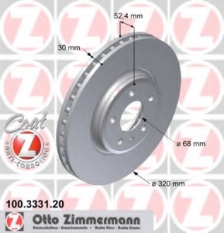 Тормозной диск ZIMMERMANN 100333120 (фото 1)