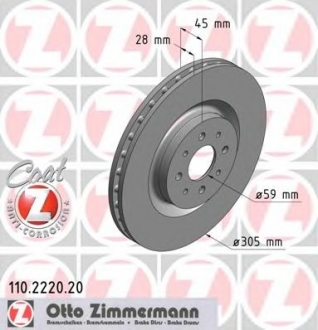 Тормозной диск ZIMMERMANN 110222020 (фото 1)