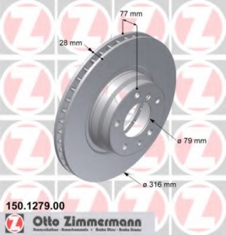 Тормозной диск ZIMMERMANN 150127920