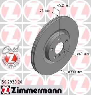 Тормозной диск ZIMMERMANN 150293020
