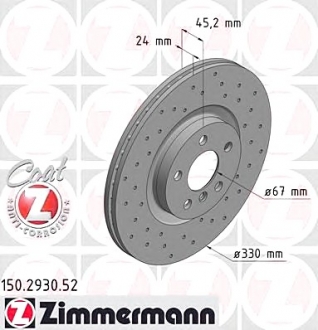 Тормозной диск ZIMMERMANN 150293052
