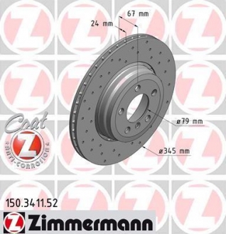 Тормозной диск ZIMMERMANN 150341152 (фото 1)