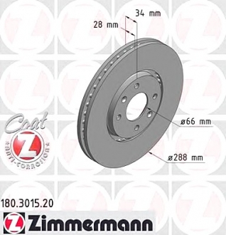 Тормозной диск ZIMMERMANN 180301520 (фото 1)