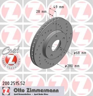Тормозной диск ZIMMERMANN 200251552