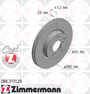 Тормозной диск ZIMMERMANN 280317120 (фото 1)