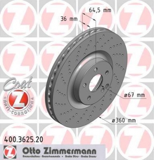 Тормозной диск ZIMMERMANN 400362520 (фото 1)