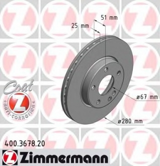 Тормозной диск ZIMMERMANN 400367820 (фото 1)