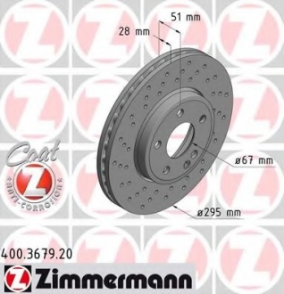 Тормозной диск ZIMMERMANN 400367920 (фото 1)