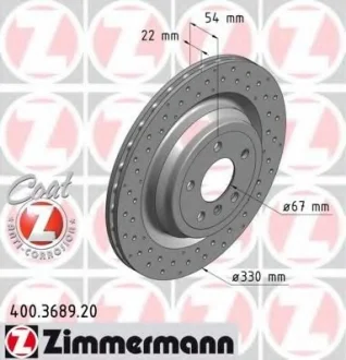 Диск тормозной ZIMMERMANN 400368920