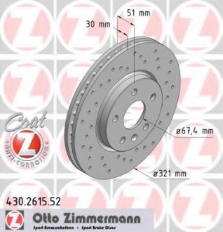 Тормозной диск ZIMMERMANN 430261552 (фото 1)