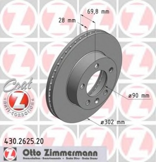 Тормозной диск ZIMMERMANN 430262520