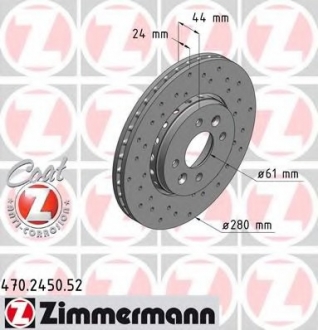 Тормозной диск ZIMMERMANN 470245052 (фото 1)