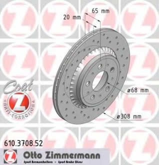 Тормозной диск ZIMMERMANN 610370852 (фото 1)