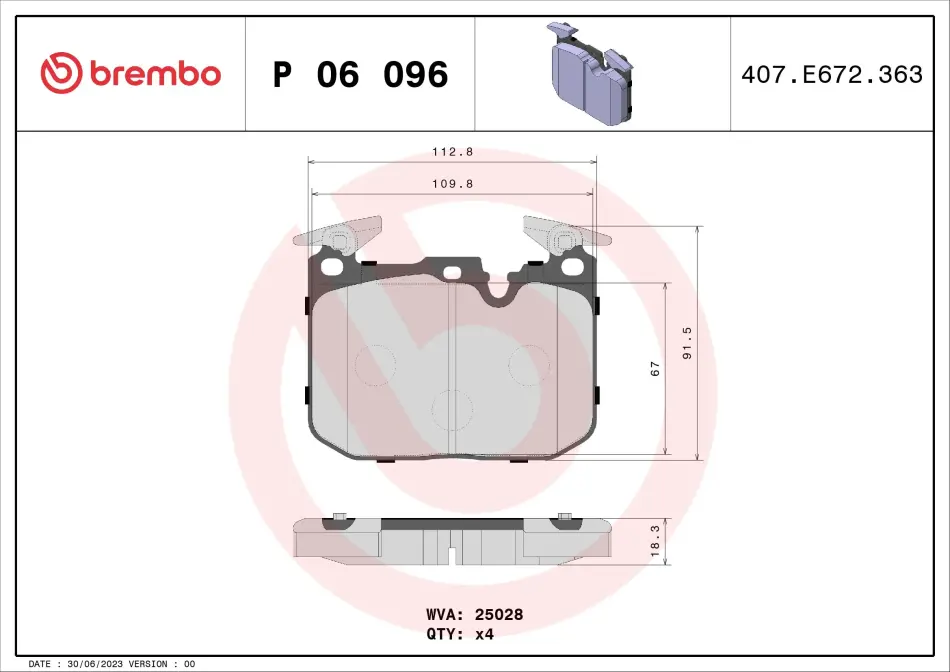 KLOCKI HAM. BMW 3 11- BREMBO P06096 (фото 1)