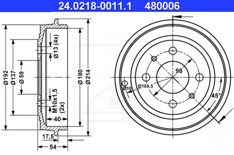 Тормозной барабан ATE 24021800111