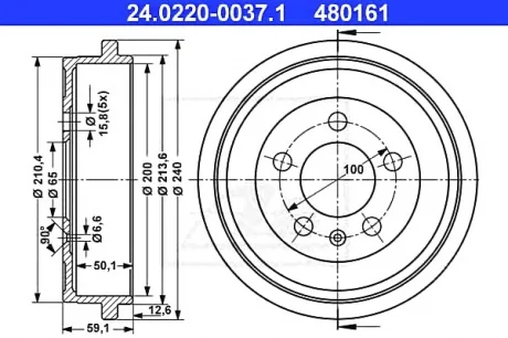 Тормозной барабан ATE 24022000371