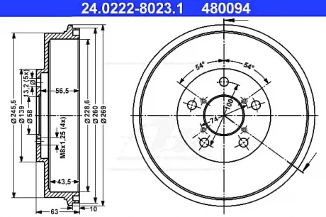 Тормозной барабан ATE 24022280231