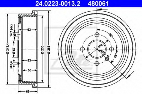 Тормозной барабан ATE 24022300132