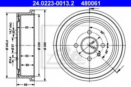 Тормозной барабан ATE 24022300132