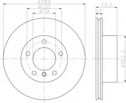 Диск гальмівний перед. вентильований BMW 1(F20) "1,4-1,6 "F "10 HELLA 8DD355118031