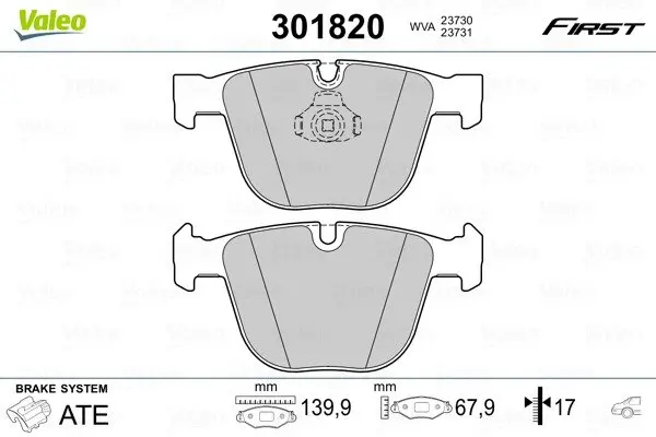Тормозные колодки дисковые BMW 1/3/5/6/7/X5/X6 "3,0-6,0 "R "01>> Valeo 301820 (фото 1)