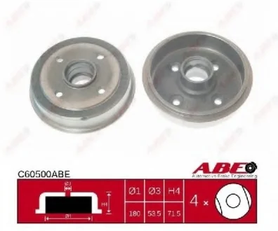 Гальмівний барабан задн HYUNDAI PONY, PONY / EXCEL, S 1.3/1.5 10.89-05.96 ABE C60500ABE