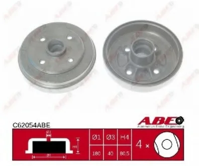 Тормозной барабан задний TOYOTA PASEO, STARLET, TERCEL 1.0-1.5D 12.89-09.99 ABE C62054ABE