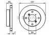 Диск гальмівний передн лів/прав SUBARU JUSTY II SUZUKI ALTO IV, ALTO V, ALTO VI, CAPPUCCINO, SWIFT, SWIFT II 0.7-1.3 03.89-12.08 BOSCH 0986478721 (фото 1)