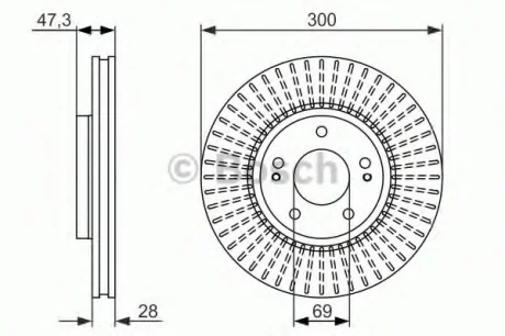 Диск гальмівний HYUNDAI Tucson/Sonata/ix35 \'\' F \'\'2,0i-2,0CRDI \'\'04>> - кр. 1 шт BOSCH 0986479C51