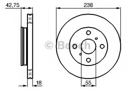 Диск тормозной передний лев/прав TOYOTA PASEO, STARLET, TERCEL 1.0/1.3/1.5 12.89-09.99 BOSCH 0986478438