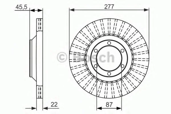 Диск тормозной передний лев/прав HYUNDAI GALLOPER I, GALLOPER II, SANTA FÉ I 2.0D-3.0 08.91-03.06 BOSCH 0986479702 (фото 1)