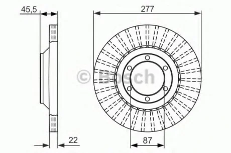 Диск тормозной передний лев/прав HYUNDAI GALLOPER I, GALLOPER II, SANTA FÉ I 2.0D-3.0 08.91-03.06 BOSCH 0986479702