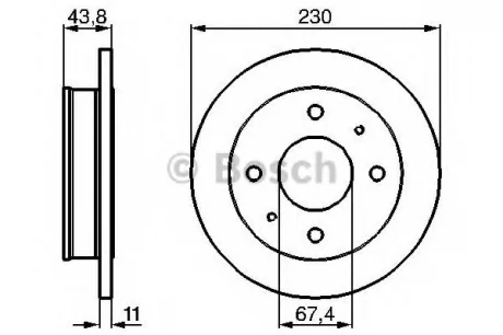 Диск тормозной передний лев/прав HYUNDAI ATOS 1.0 02.98-12.00 BOSCH 0986478727