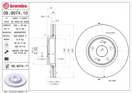 Тормозной диск BREMBO 09907411