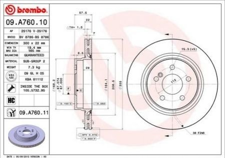 Тормозной диск BREMBO 09A76011