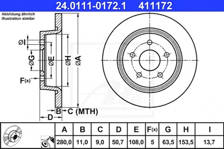 Тормозной диск ATE 24011101721 (фото 1)