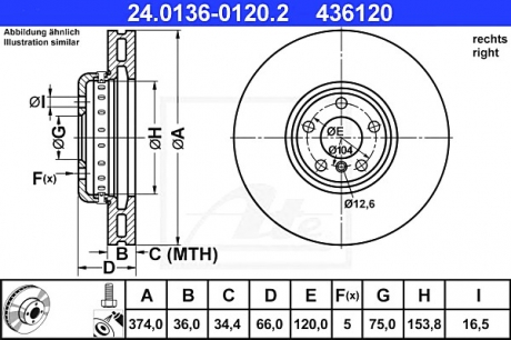 Тормозной диск ATE 24013601202