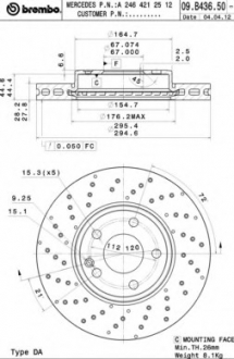 Тормозной диск BREMBO 09B43651